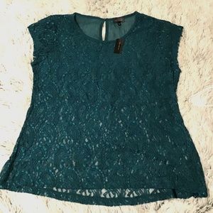 The Limited Teal lace top w keyhole back XL NWT
